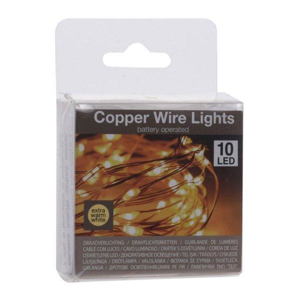 10 Gold Θερμά Λαμπάκια LED Copper, με Μπαταρία